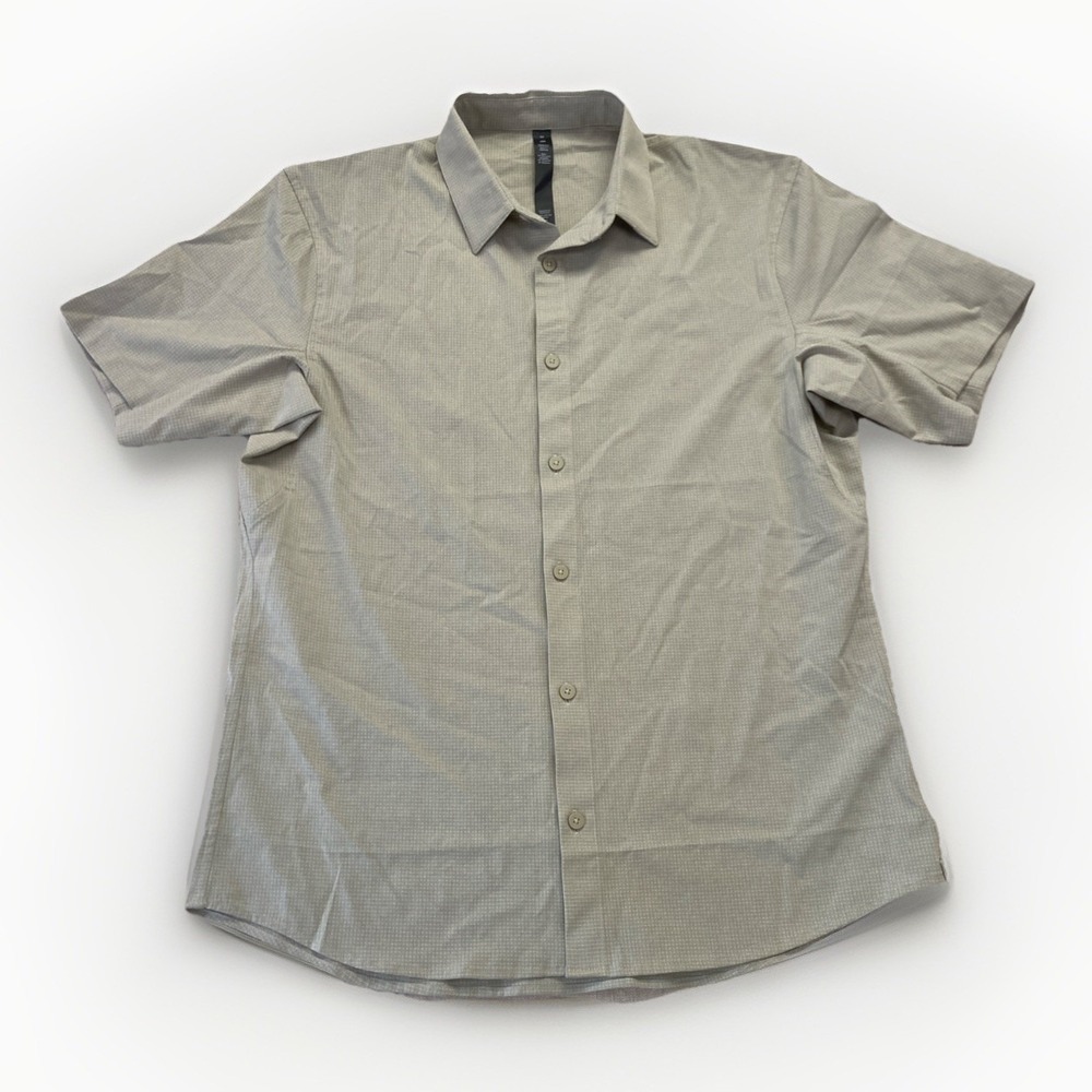 Lululemon Airing Easy Short Sleeve Shirt‎ Mens M Ventlight Mesh M3CSTS Biege